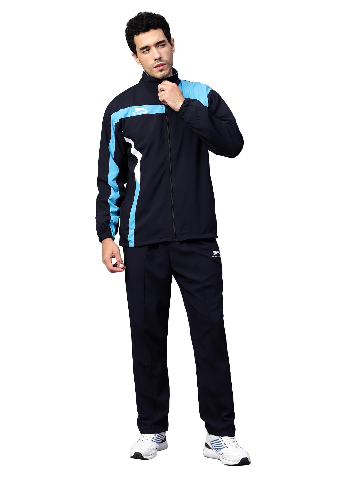 shiv naresh Mens 406B Navy/Cyan NS Spandex Track Suit, Large-picture-8