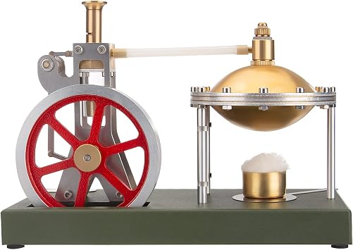 Retro Vertical Steam Engine Model with Spherical Boiler Support and Additional Load, ENJOMOR Assembly Steam Engine Kit, Educational Gifts for Adults and Teens