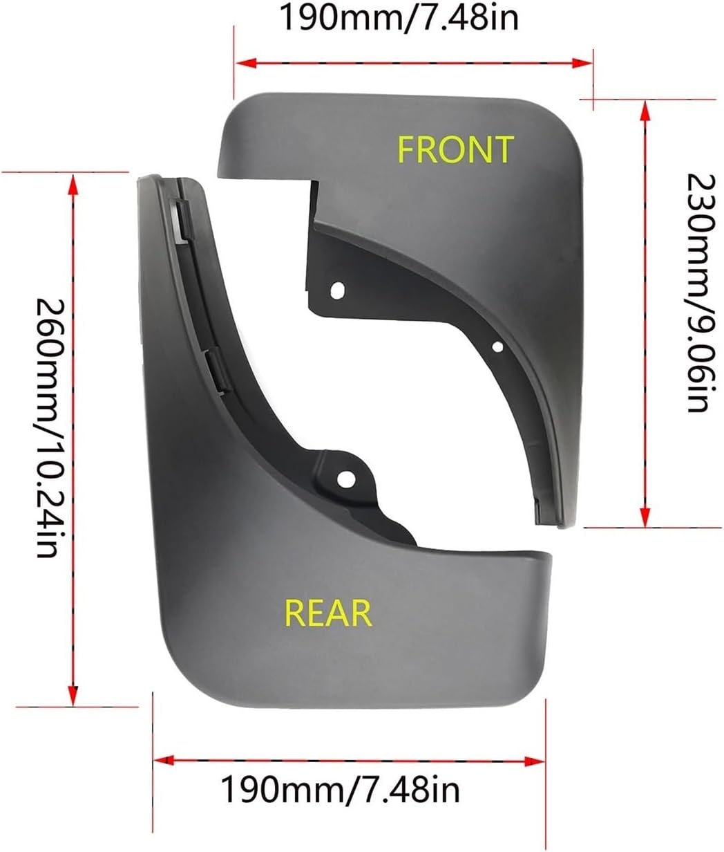 4X Front Rear Left Right Splash Guard Fender Mud Flaps Compatible with Renault Kwid E-Tech Compatible with Dacia Spring Eletric City K-ZE IKCO K112 Climber