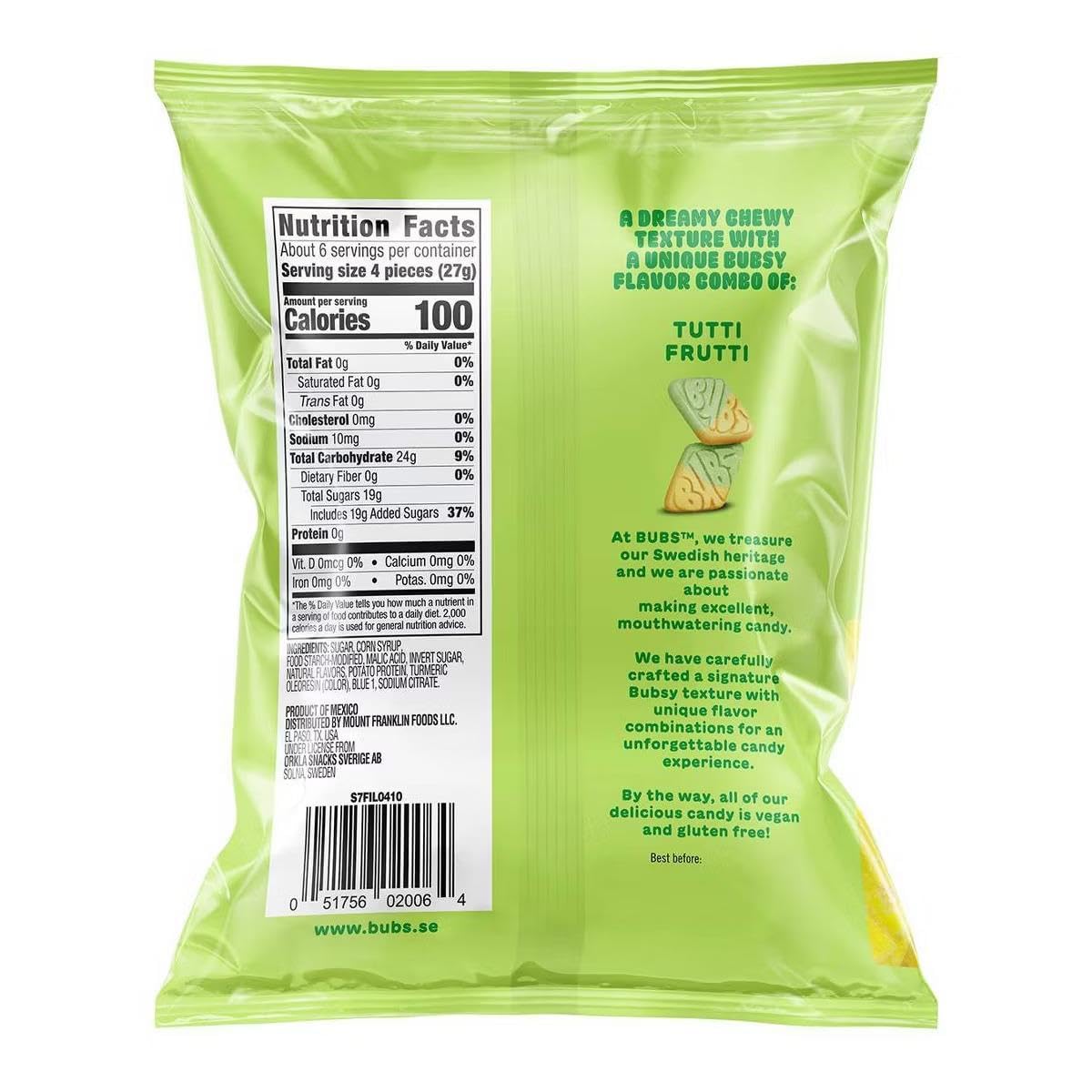 BUBS Swedish Foam Candy Variety Pack – 4 Bags (5.5 oz Each) | Sour & Sweet Chewy Candy | Strawberry Vanilla, Tutti Frutti, Lemon Raspberry & Banana Toffee