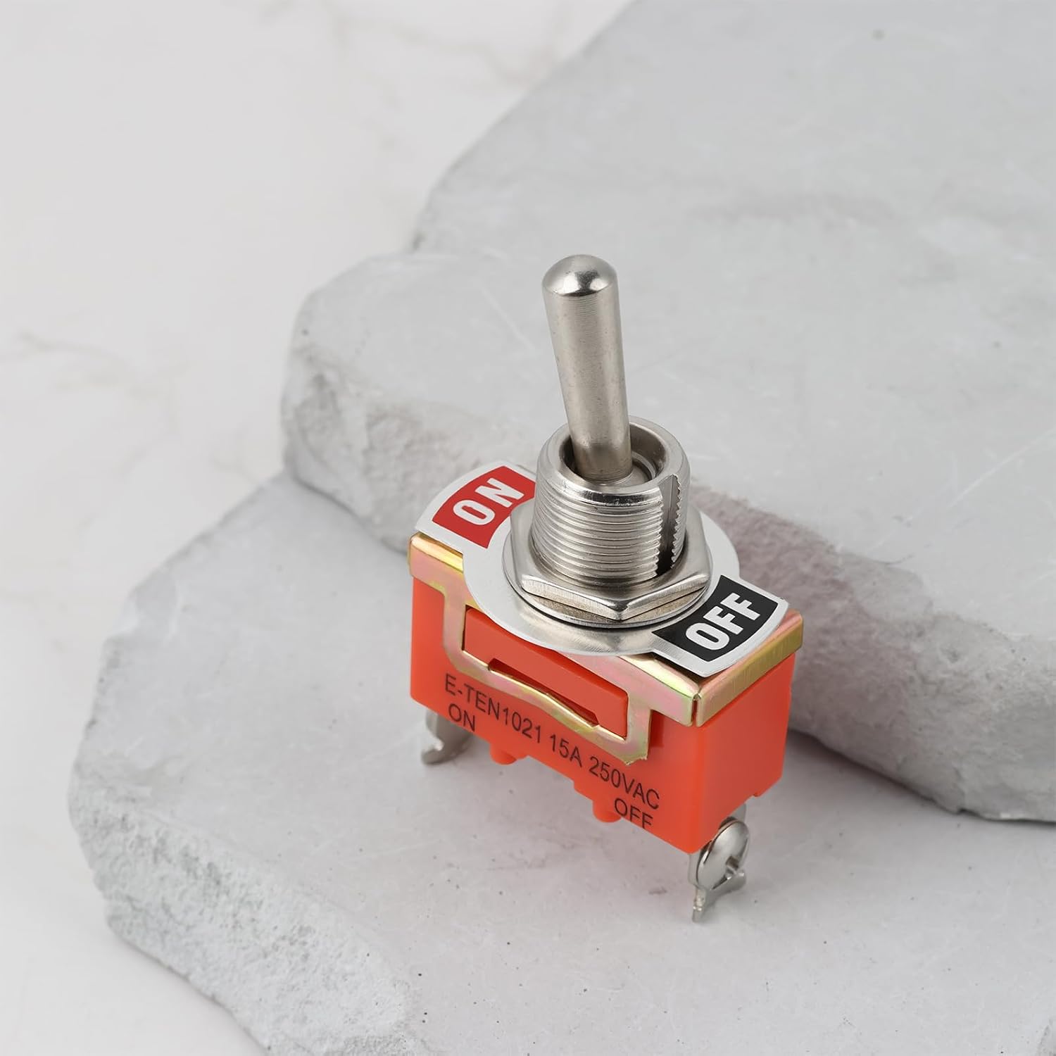 OTOTEC 5X 2 Pin Toggle Switches 15A / 250 VAC E-TEN1021 for Car Boat Camping Hobby, Orange