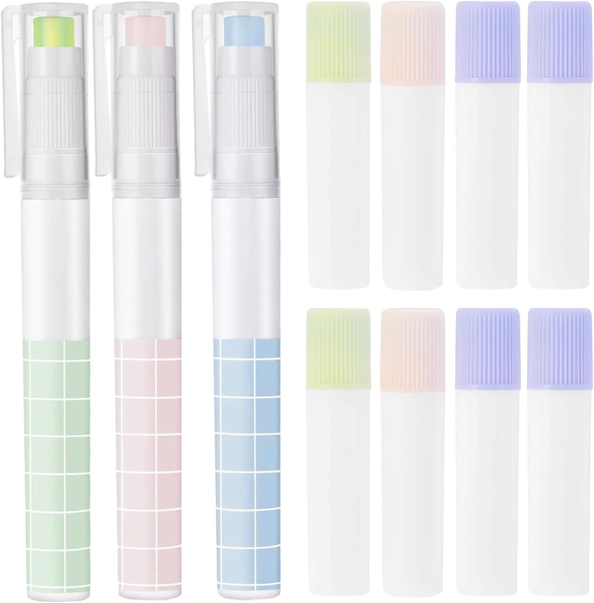 Glue Stick Refills for Pen-Style Adhesive, 11 Packs Replacement Cartridges, Grid Pattern Design, Pastel Colors, Compatible with Standard Pen-Style Glue Applicators