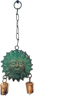 Sun Wind Chime, Metal Cow Bells 12.6" H, Garden Patio Porch Decor