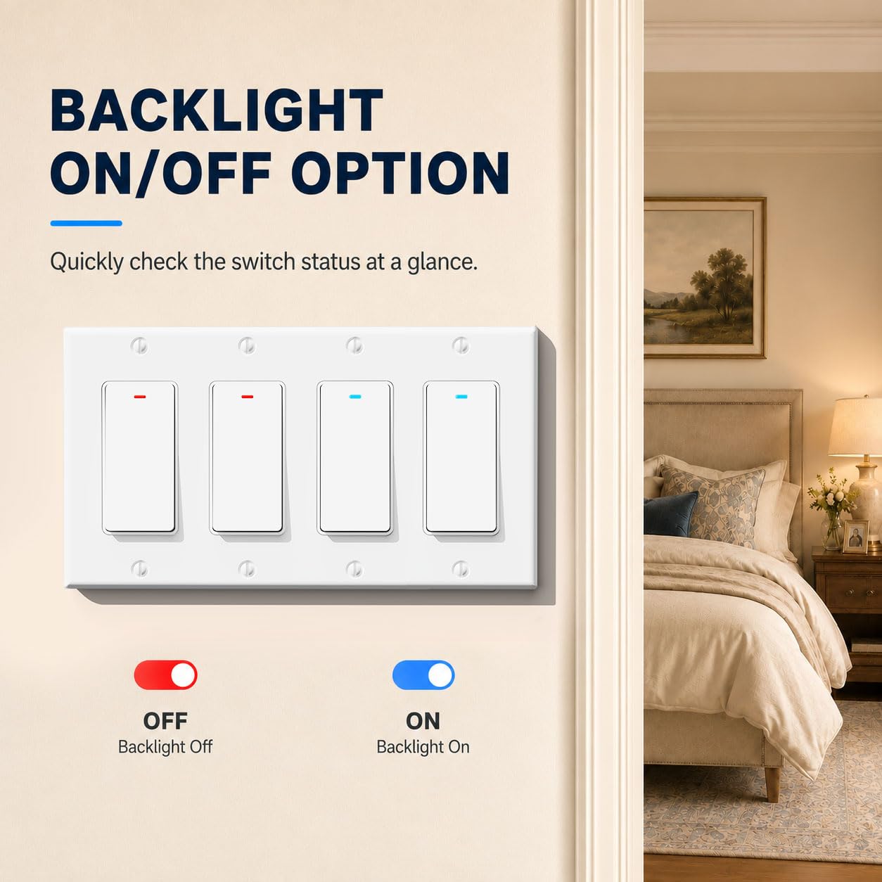 Smart Switch for Light 4 Gang, Neutral Wire Required, 2.4GHz Wi-Fi Switch Compatible with Alexa and Google Home, UL Certified 8 61InRDpVB0L. SL1254