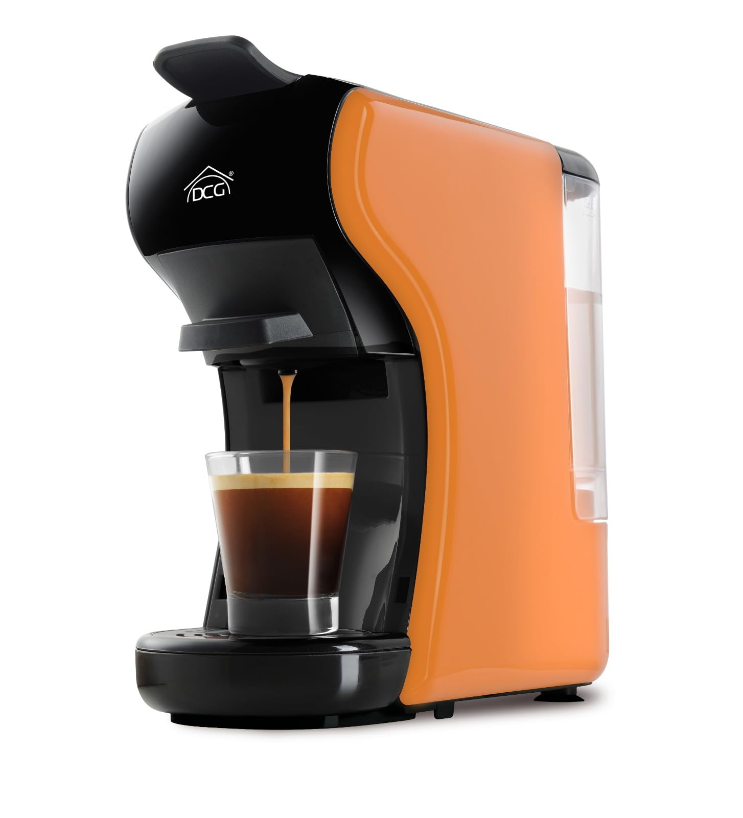 DCG ES6517 - Macchina del caffè universale, serbatoio 0,6 Litri, Tanica trasparente estraibile, 19 BAR, 1.450W. Spia macchina pronta ad erogare. Dimensioni: 25x11x27cm
