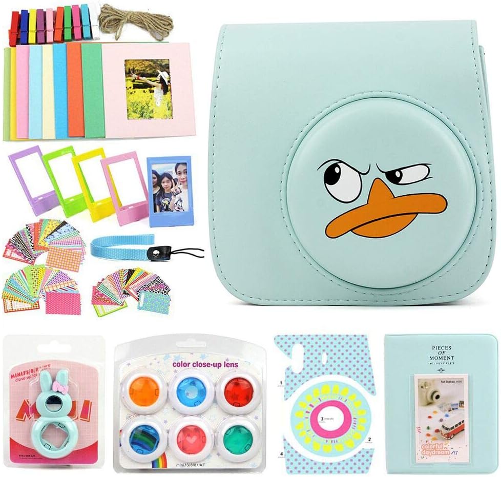 WOGOZAN for Fujifilm Instax Mini 9/8 Instant Film Camera Leather Case Suit with Case, Photo Album, Filters and Other 6 Accessories 9 Items