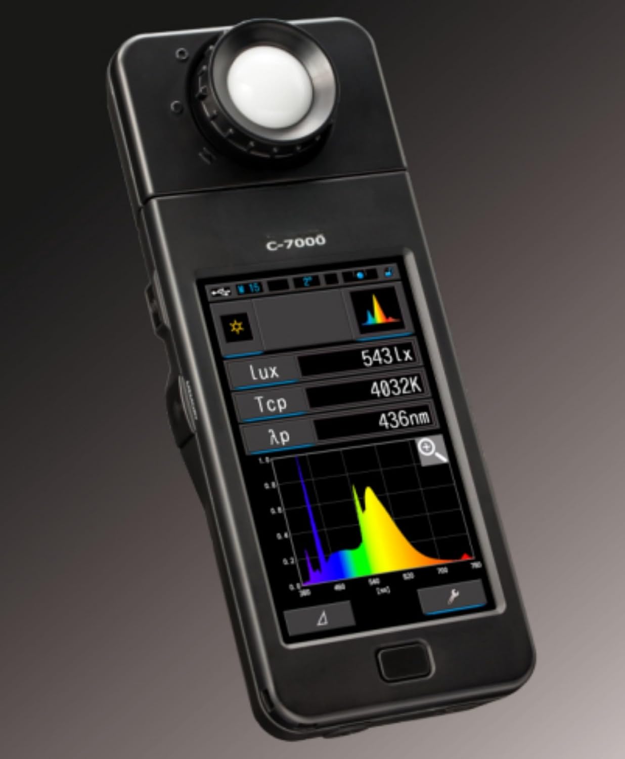 C-7000 Spectrometer 380-780nm Spectral CMOS Sensor for Precise Lighting Control of LED, Fluorescent, Flash, Color Temperature and illuminance Measurements