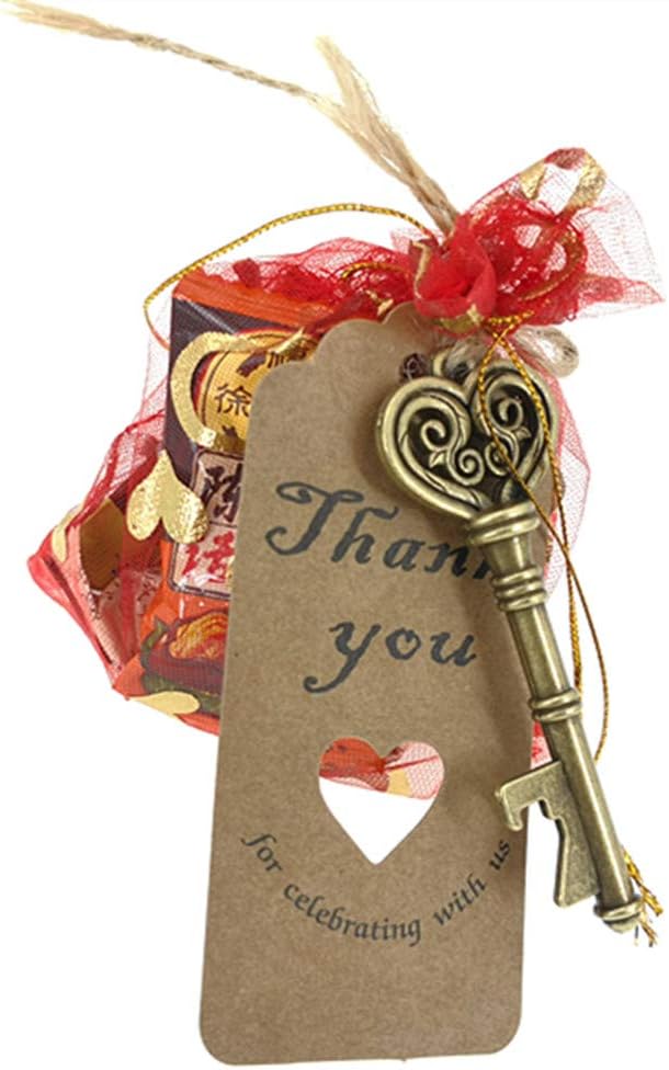 Get Special Price 80pcs Skeleton Key Bottle Opener Wedding Party Favor Souvenir Gift with Escort Tag and Jute Rope(Bronze Tone,8 styles)