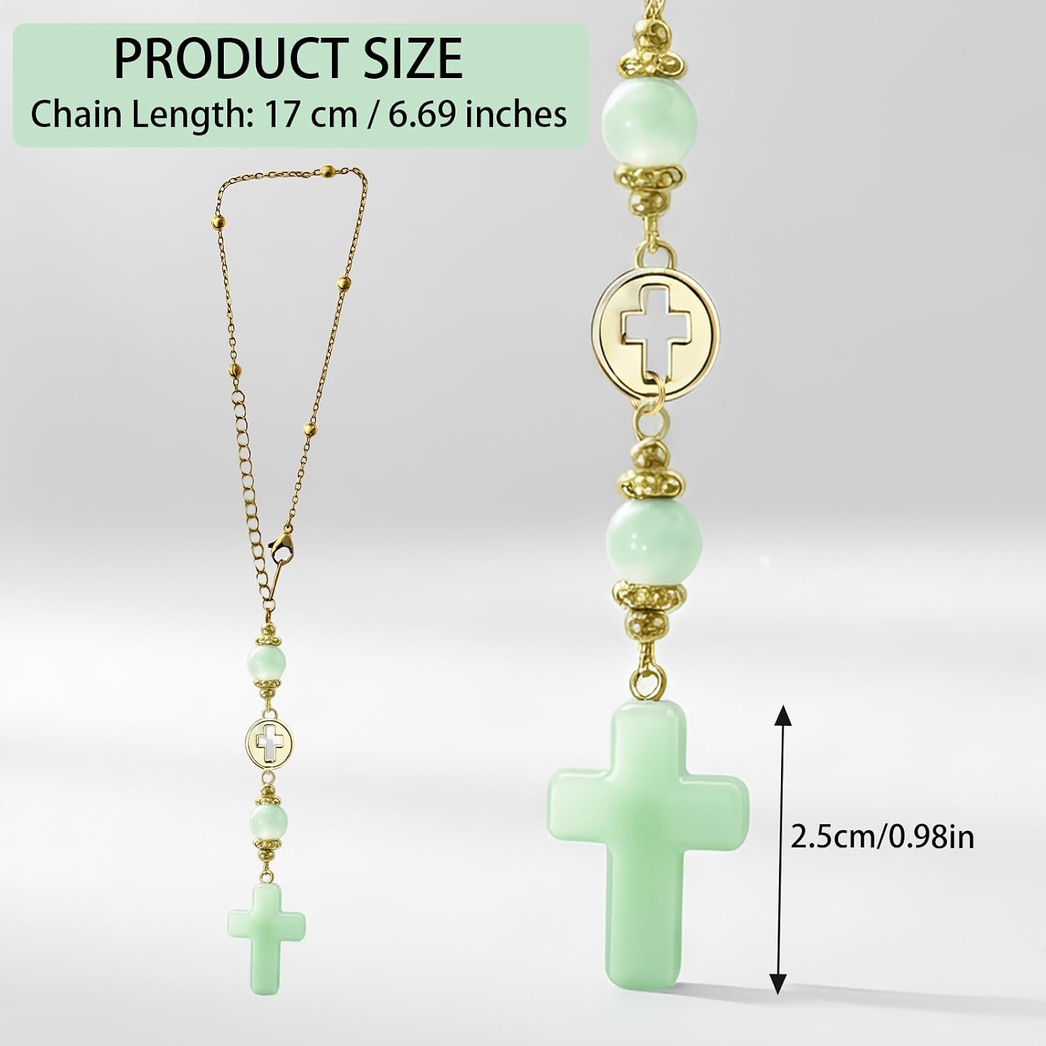 Cross Crystal for Rear View Mirror, Car Mirror Hanging Accessories image 3