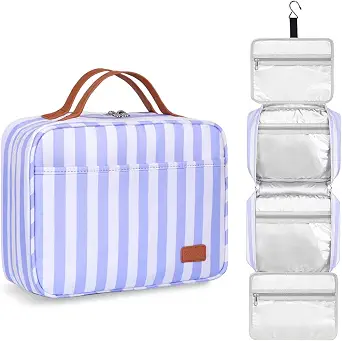 Bosidu Hanging Travel Toiletry Bag, Large Capacity Cosmetic Organizer for Women with 4 Compartments & Hook
