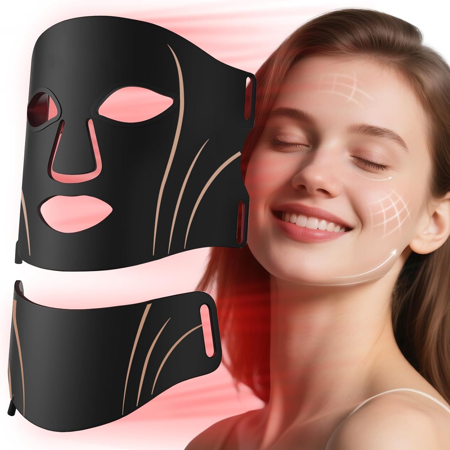 Good4You Maska na twarz, terapia czerwonego światła, 7 kolorów, timer, maska kolagenowa, terapia podczerwienią, terapia czerwonym światłem, lampa na podczerwień, maska na podczerwień, maska na trądzik