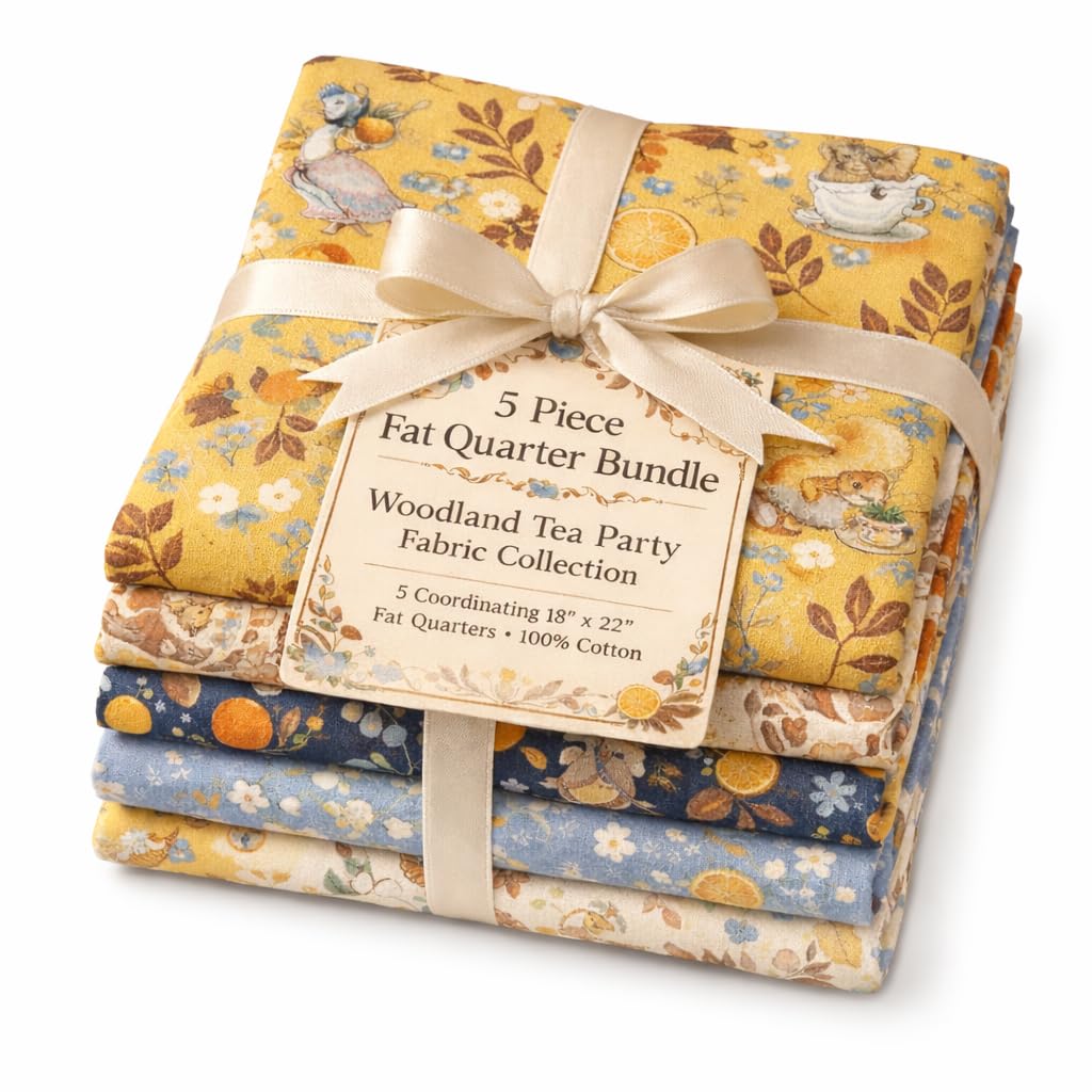 CraftsFabrics Winter Fruits Fat Quarter Bundle – 5 Piece Pre-Cut Fabric Pack 100% Cotton Craft Fabric for Sewing, Quilting & Patchwork