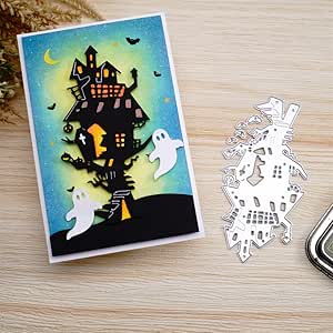 Dies De Découpe Halloween - En Acier Carbone Argenté, Pour Scrapbooking Et Cartes De Vœux DIY, Motifs Sorcière, Chauve-souris, Etc.