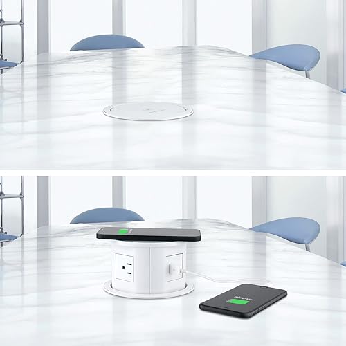 Miniatura 3 de VILONG Toma de corriente automática para encimera con cargador inalámbrico de 15 W, 3 salidas de CA, carga rápida PD de 18 W, 2 puertos USB A y 2