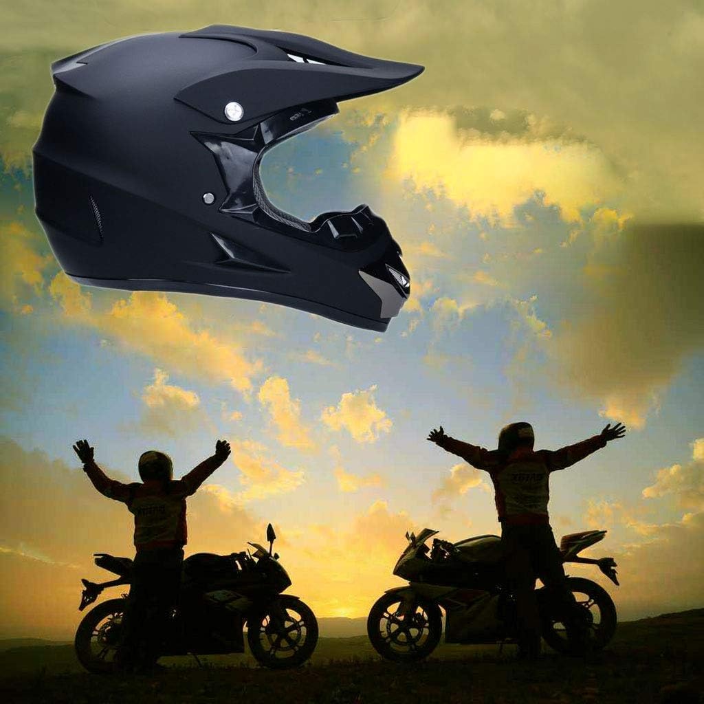 Jeunesse Enfants VTT Casque Motocross, Unisexe Intégral Hors Route Moto Karting Casque, Descente BMX MTB Quad Vélo Tout-Terrain Enduro Casque, avec Lunettes Gants Masque