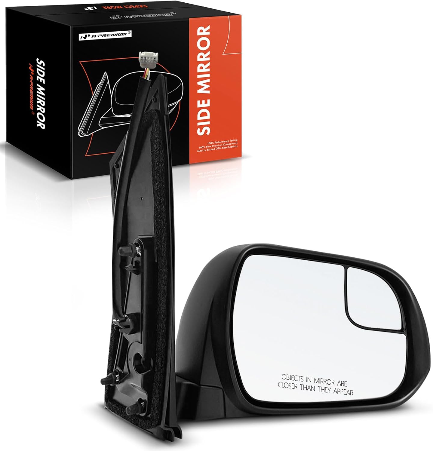A-Premium Passenger Side Power Door Mirror - Compatible with Toyota Sienna 2015-2020 - Non-Heated Manual Folding Black Outside Rear View Mirror w/Blind Spot Detection