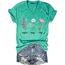 FDT Tshirt Foxglove Daisy Tulip Shirt Women Graphic Flower Tee Shirts