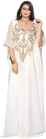 KoC Womens Kaftan Maxi Dress Farasha Caftan KFTN118-White