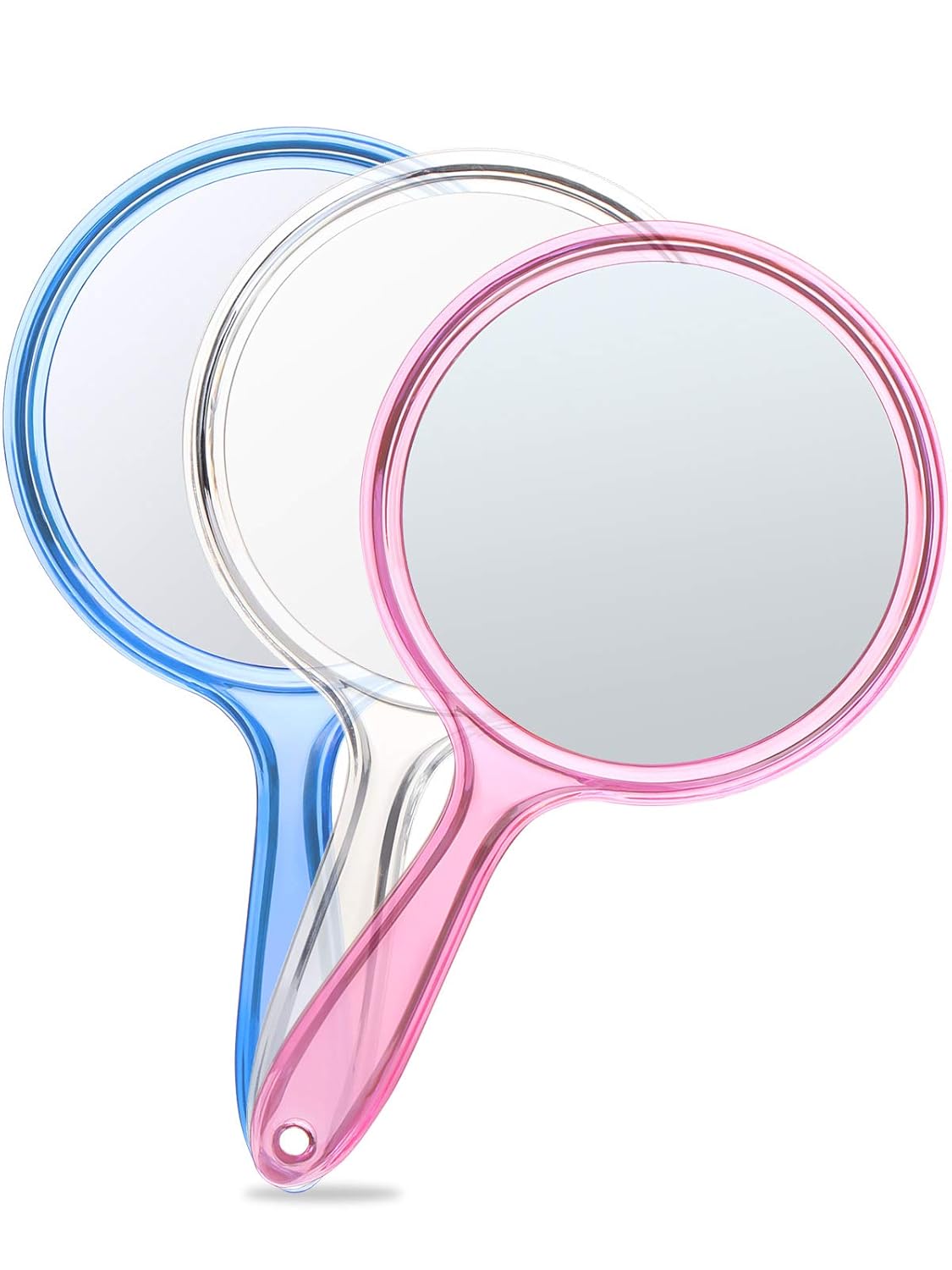OMIRO Hand Mirror, Double-Sided Handheld Mirror 1X/3X Magnifying Mirror with Handle, Set of 3 (Mix Colors) : Beauty & Personal Care
