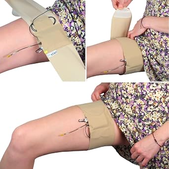 URSA Thigh Straps Low-Profile, Soft, Stretchy & Breathable Transmitter Straps for Location Sound, Theatre, Wedding Shoots & More Beige, Vertical Pouch