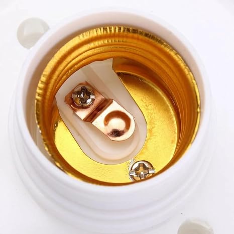 White E27 Round Plastic Screw Light Bulb Lamp Socket Holder, Light Sockets, White (1 Count)