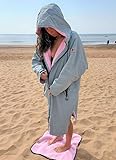 Ultra Dry waterproof changing robe with soft warm Sherpa Fleece Lining, changing robes adult womens mens for Swimming, surfing and Water-sports (M, Gray/Pink) - Image 8