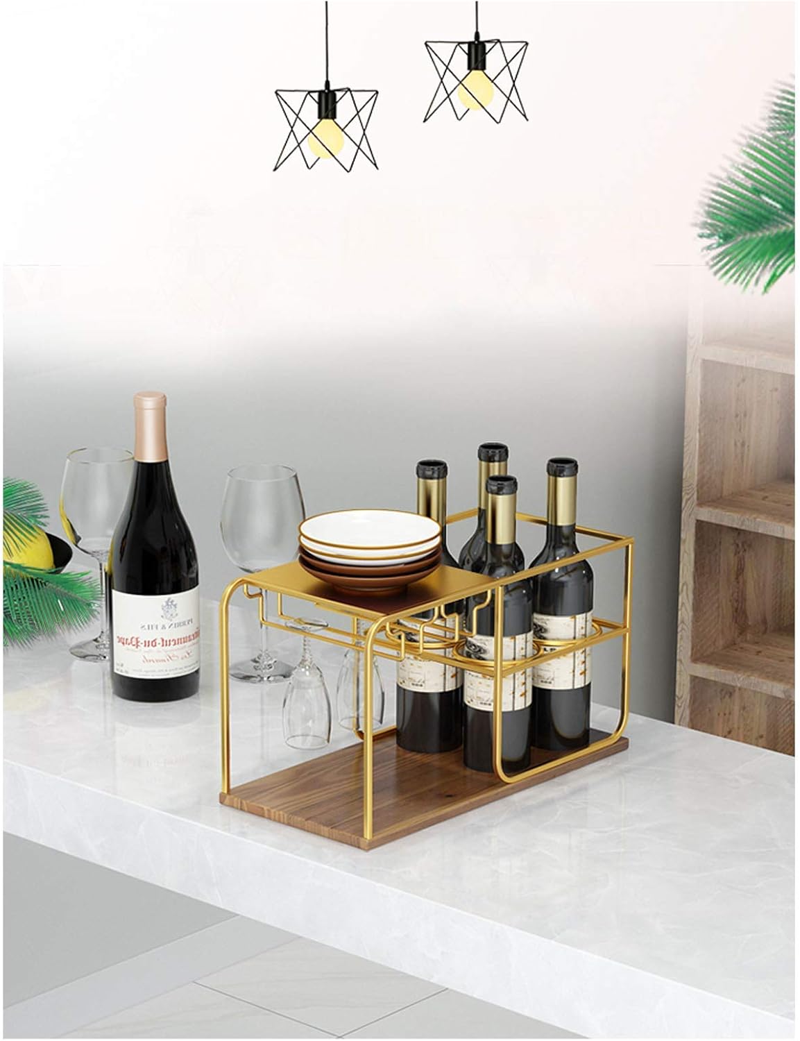 Kitchen Tabletop Wine Racks and Sundries Rack Wooden Wine Accessories Stemware Racks Organizer Drying Rack Dining Room