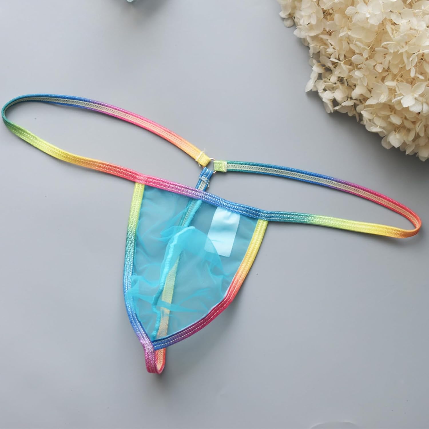 Men's Transparent Mesh Sheer G-String Thong Underwear Low Rise Bulge Pouch G-String Underpants