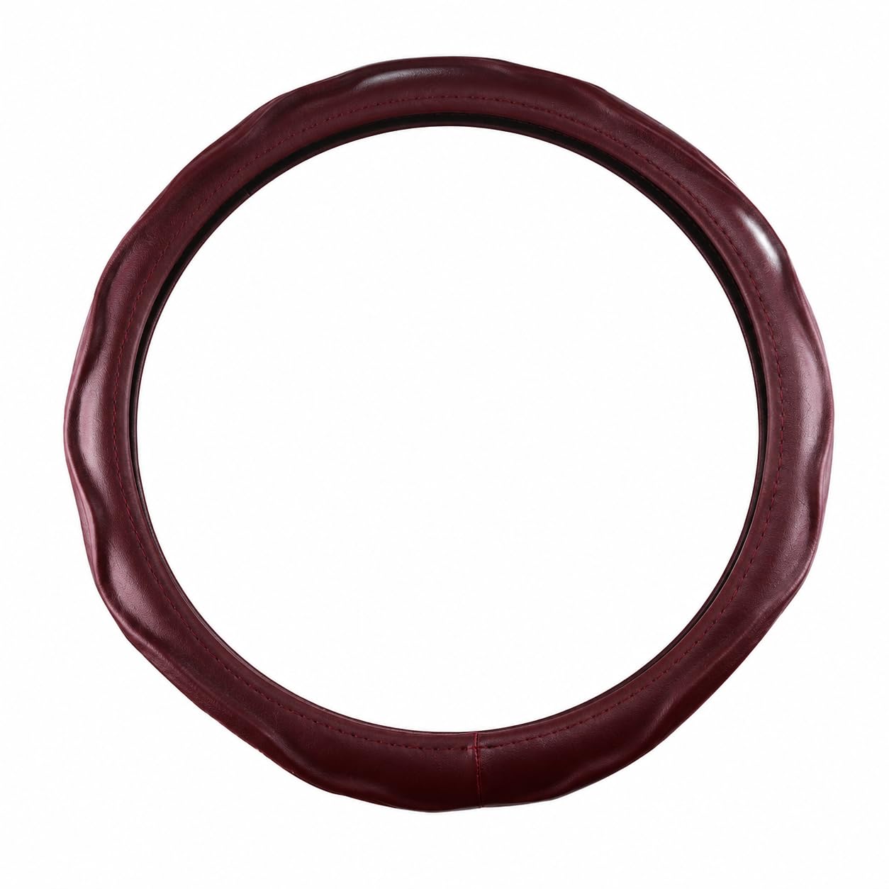 Fgcnbhuy Wine Red Genuine Sheepskin Steering Wheel Cover For Fiat 500L 500X 500S 500E 500 3+1(Type 330/332), Anti Slip Breathable 15 Inch Protector,