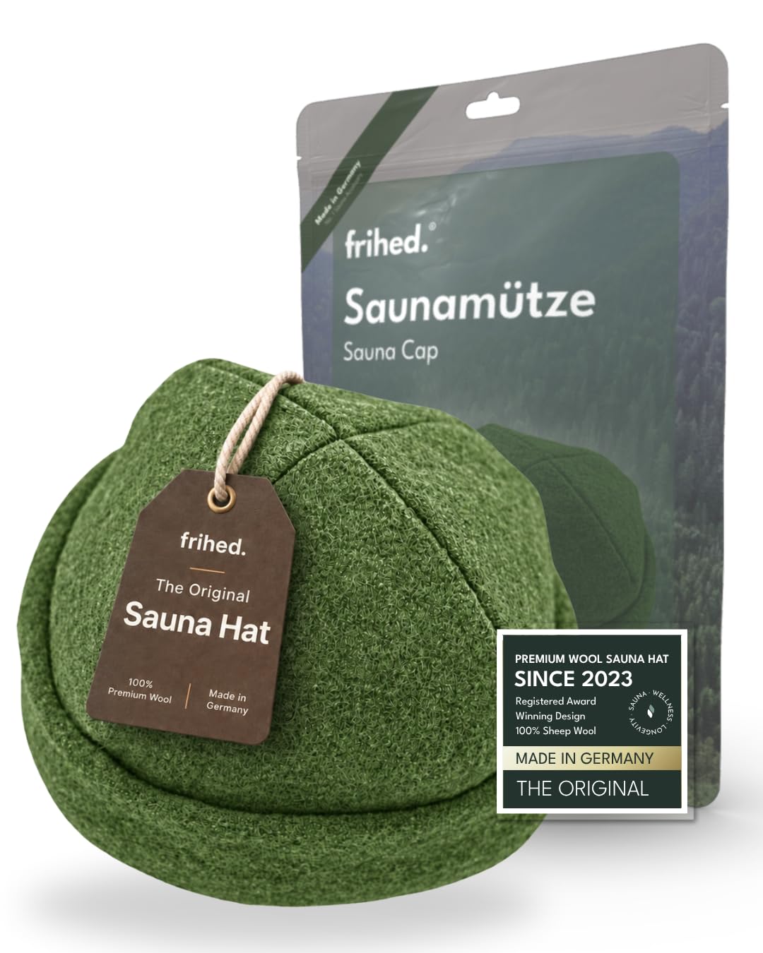 frihed. Sauna hat - Made of woolwalk - 100% Sheep's Wool - Premium Sauna Accessory - Flexible Size - Made in Germany