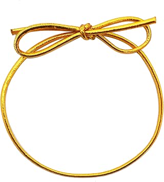 FQTANJU 100 Pcs Gold Stretch Loops with Pre-Tied Bows from Elastic Ribbon - 6 Inches Elastic Metallic String Gift Bows for Gifts Boxes,Tags, Craft & Easy Wrapping