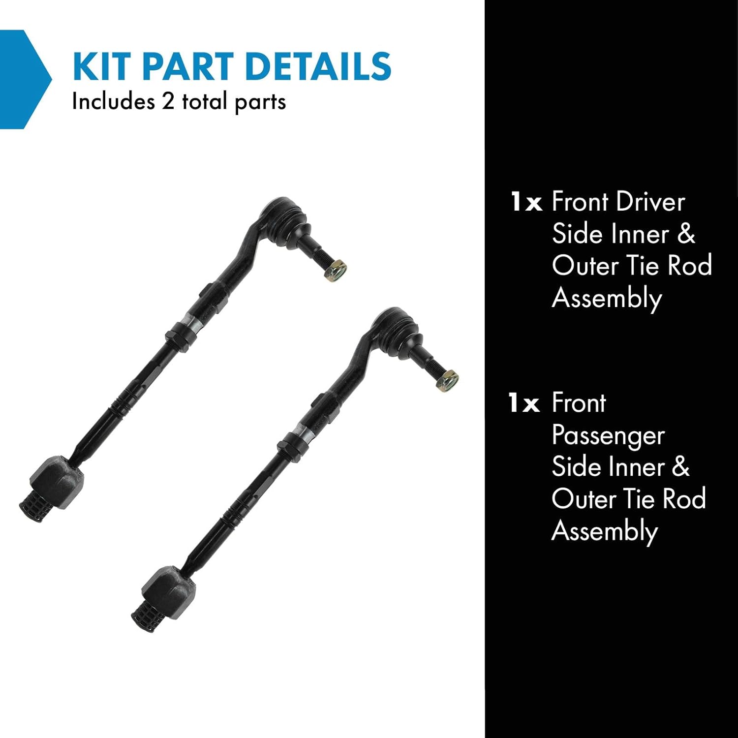 TRQ Inner and Outer Driver and Passenger Side Tie Rod Set 2 Piece Compatible with 2004-2007 BMW 525i 04-07 530i 04-05 545i 04-05 645Ci 06-10 550i 06-10 650i 06-10 M5 06-10 M6 08-10 528i 08-10 535i