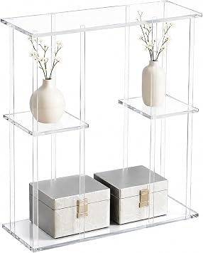 3 Tier Acrylic Narrow Side Table,Modern Clear Bookshelf, Freestanding Clear Acrylic Console Table, for Bedroom Living Room, Small Space Side Table for Home Decor and Collectibles