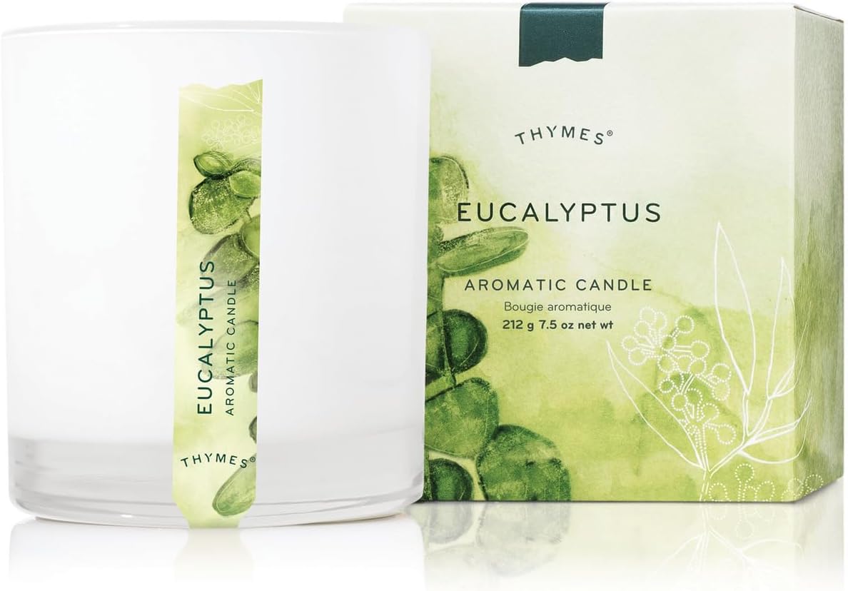 Thymes Fragrance Set - 3 Oz Home Fragrance Mist & 7.5 Oz Aromatic Candle - Eucalyptus