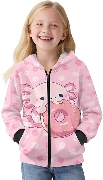 Girls Oversized Hoodie Full Zip Lined Fashion Long Sleeve Sweatshirt Casual Pullover Tops Cute Jackets with Pockets