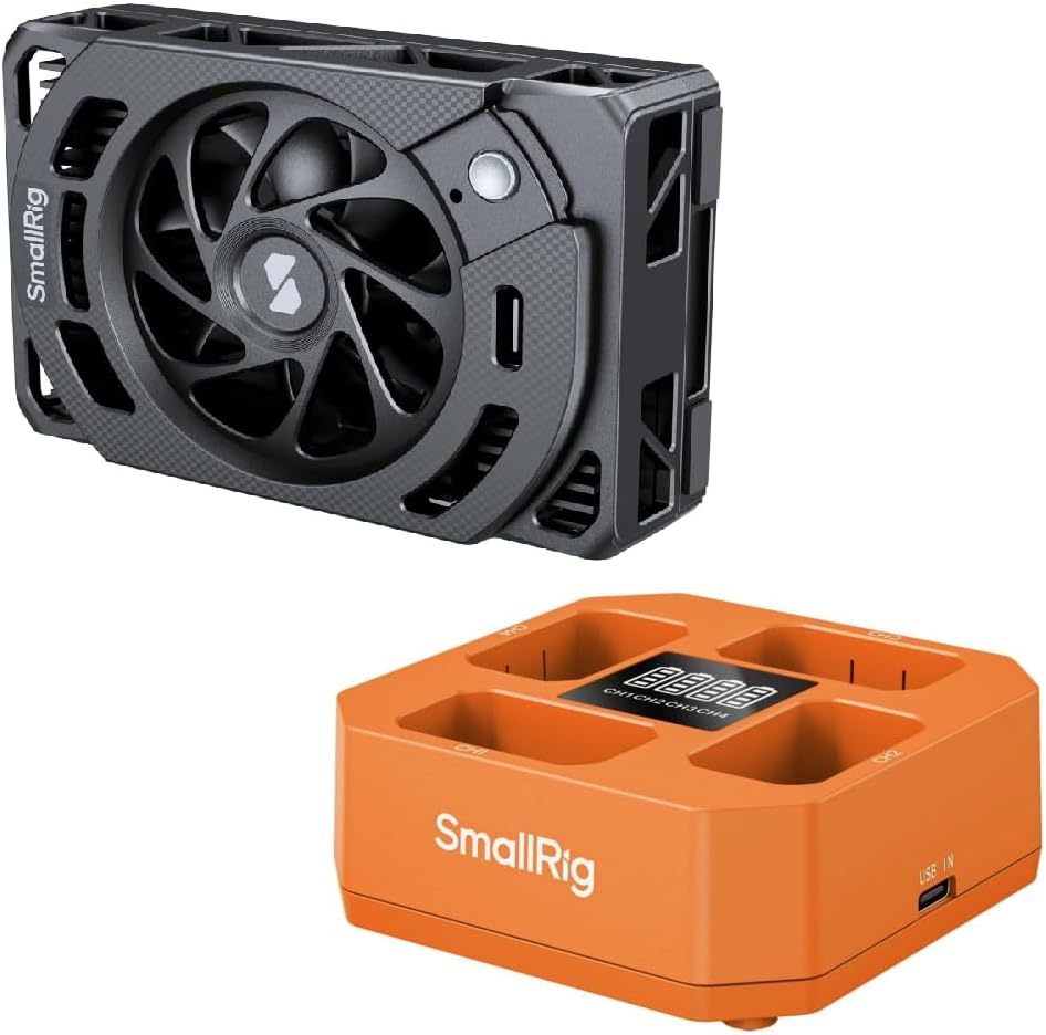 SmallRig TEC Camera Cooling Fan and NP-FW50 4-Channel Camera Battery Charger for Sony