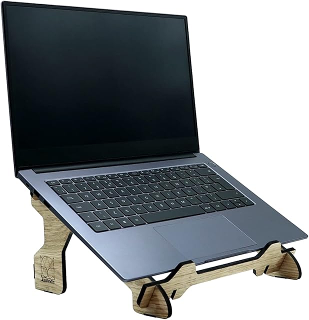 Ambedo wooden laptop riser stand - ergonomically and stylishly designed. A sustainable and eco-friendly lightweight stand compatible for all laptop sizes. Easy to assemble and carry.