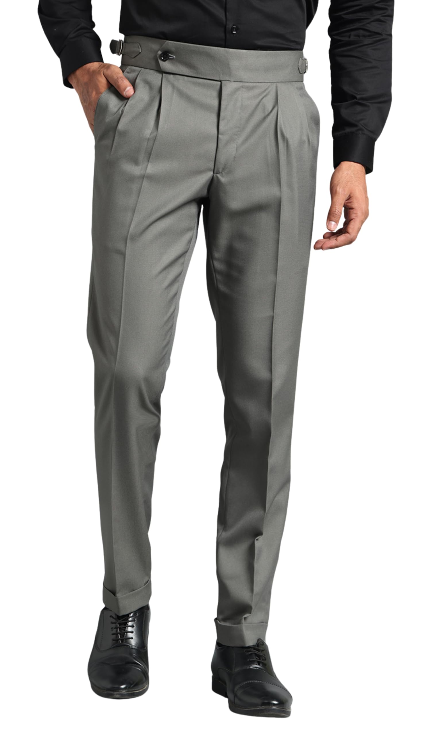 Gurkha Pants for Men | Trouser for Men | Formal Pant | Single Button | Regular Fit Trouser High Waist Pleated Casual Trousers | Straight Leg Pants for Office Smart Casual Travel Party-picture-17