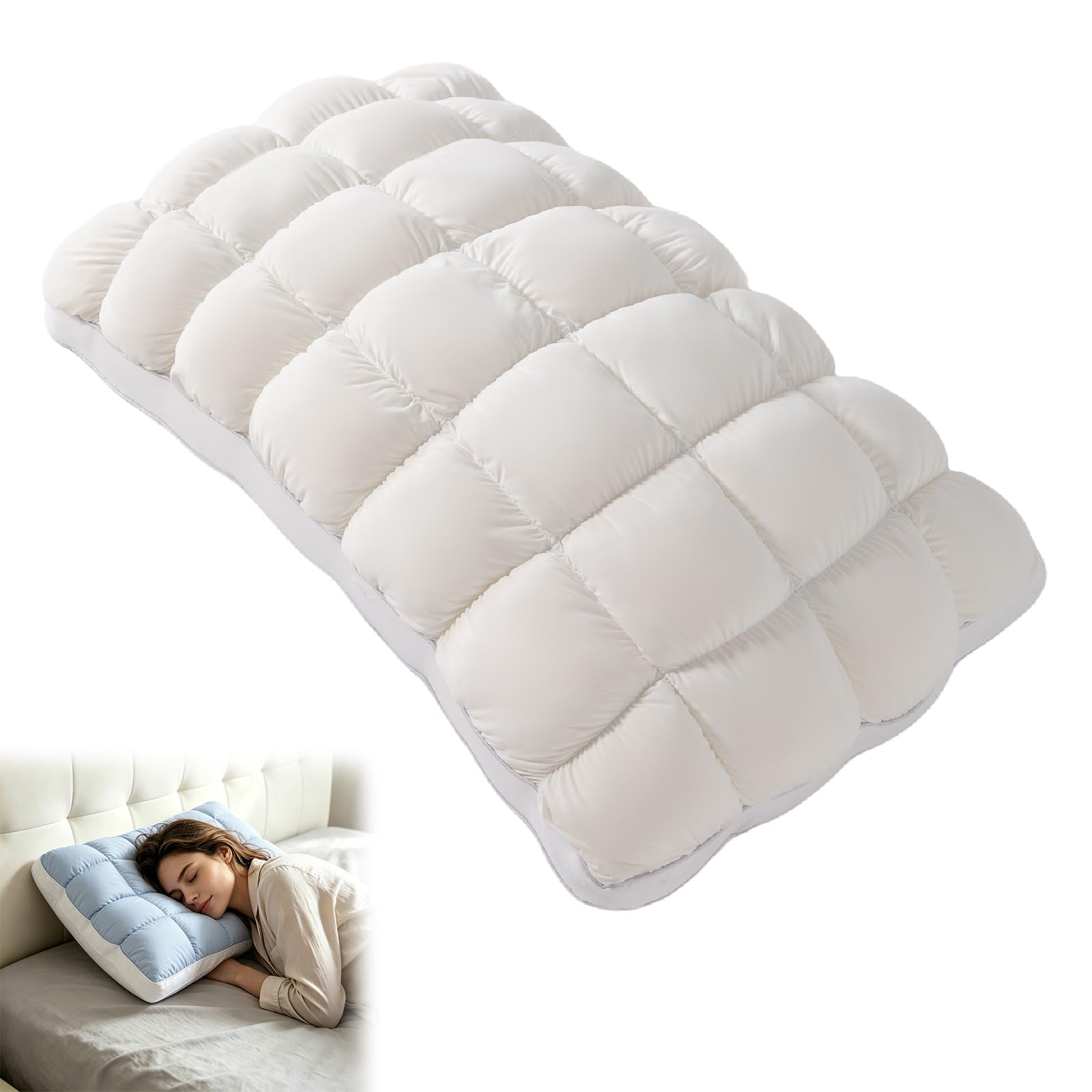 BOSTEU Soft Sleep Pillows Cooling Bed Pillows for Adults Back & Side Sleepers (white)