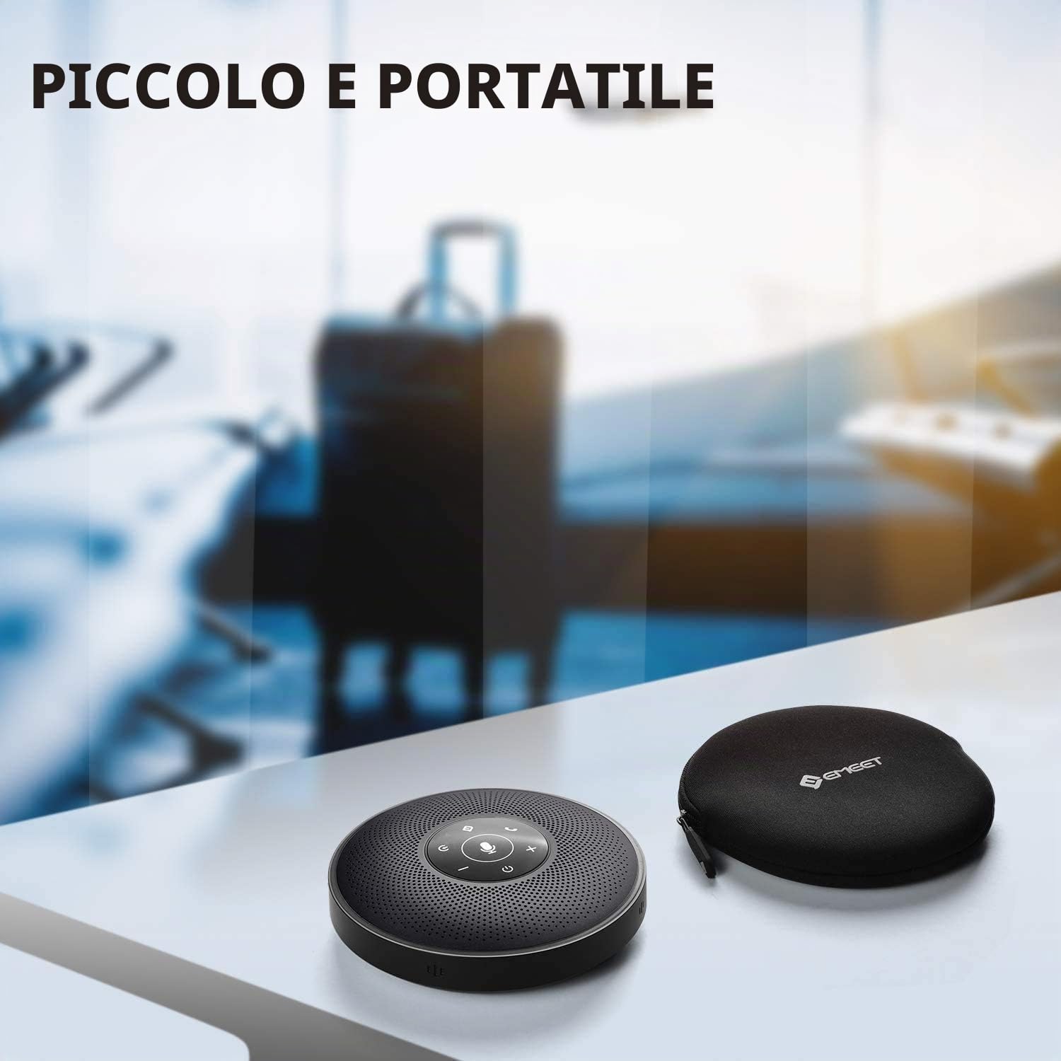 EMEET Altoparlante per conferenze Bluetooth - Sistema vivavoce USB per 5-10 persone, vivavoce con 4 microfoni AI, riconoscimento vocale a 360º, microfono per conferenze con dongle