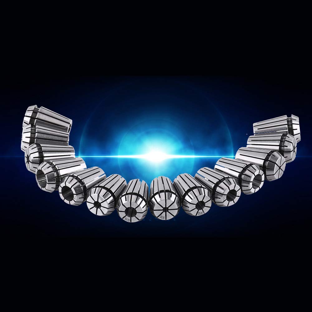 14pcs ER20 Spring Collet Set for CNC Engraving Machine and Milling Lathe Tool, 1/16" to 1/2" High Precision 65Mn Steel Collets with Individual Protective Cases