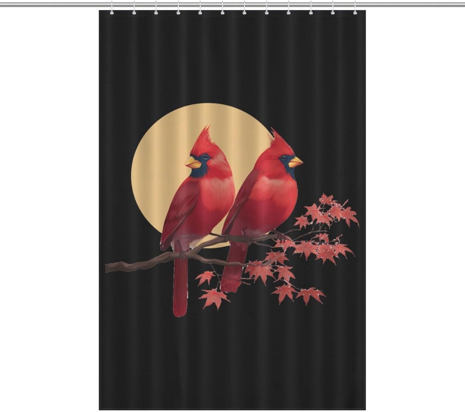 Cardinal Maple Leaves Shower Curtain 46.85x70.87Inch（119x180cm） Polyester Bath Curtain Shower Curtains Printed Decorative