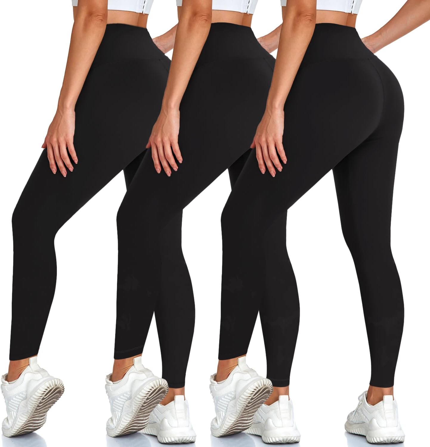 3 Pack Leggings for Women, High Waisted Tummy Control No See-Through Yoga Pants for Workout Running