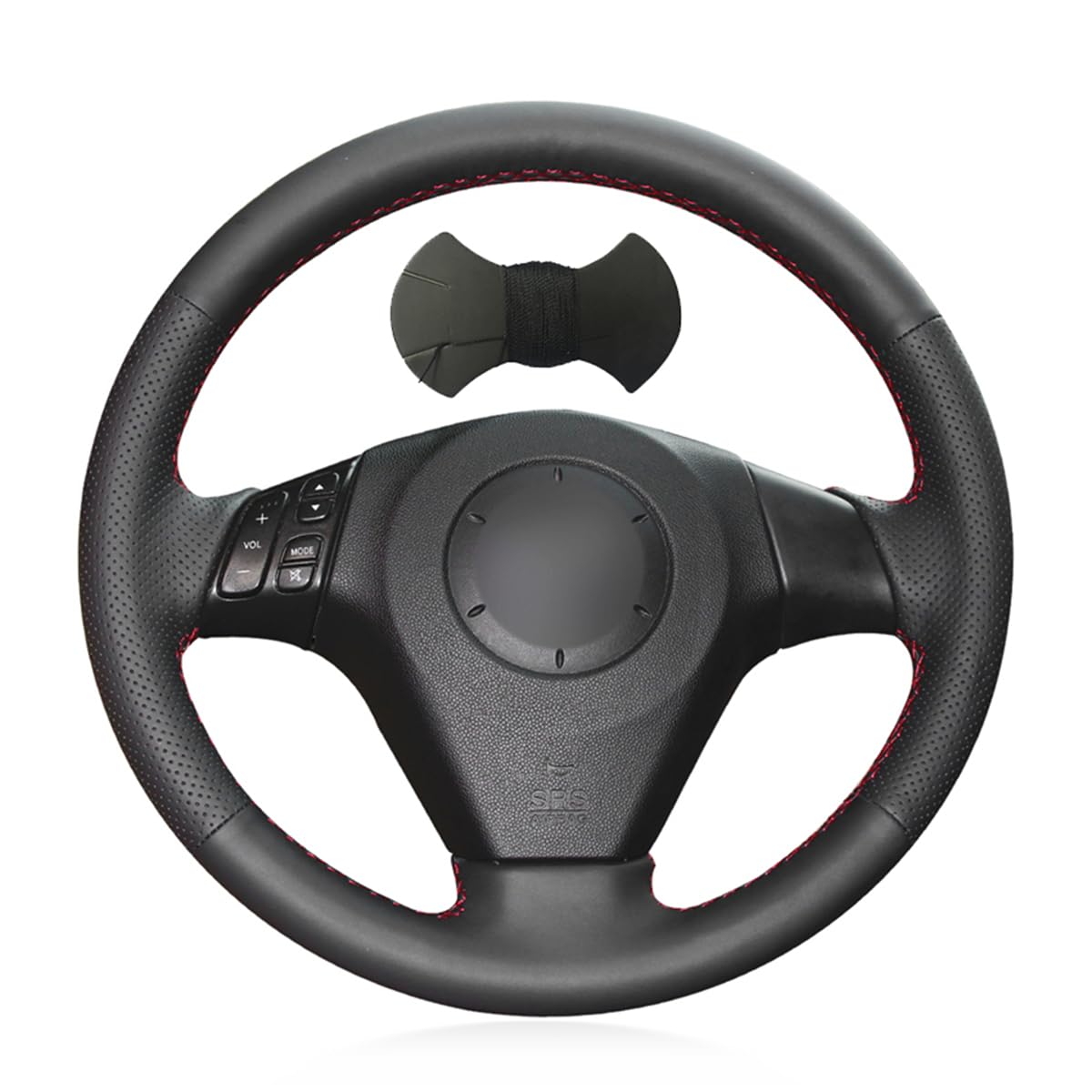 Shining wheatHand Stitched Black Faux Leather Steering Wheel Cover for Mazda 6 2003-2008 Mazda 5 2006-2010 Mazda 3 2004-2009 Mazda MPV 2004-2006 MAZDASPEED3 2007-2009 (Black Thread)