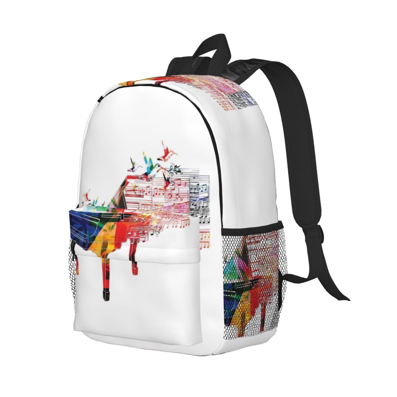 Zaino da viaggio leggero con tastiera e pianoforte colorato con stampa musicale