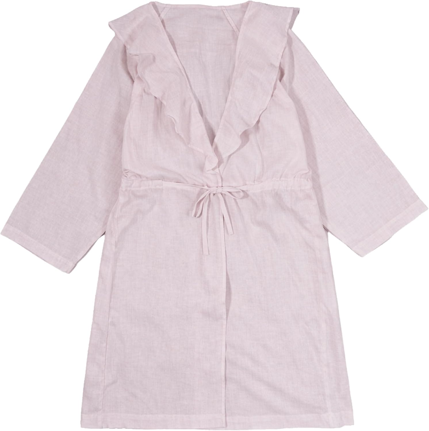 Women's Cotton Gauze Robe with Lace Detail, Lightweight Bathrobe, Waist Tie Spa and Loungewear Cover-Up