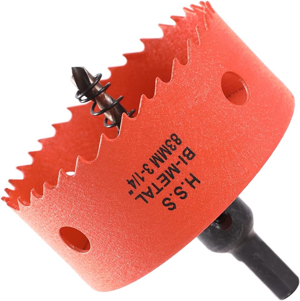 Dribotway 83mm 3-1/4'' Hole Saw, Bi-Metal Hole Saw Drill Bit High Speed Steel, Cutting Circular Holes