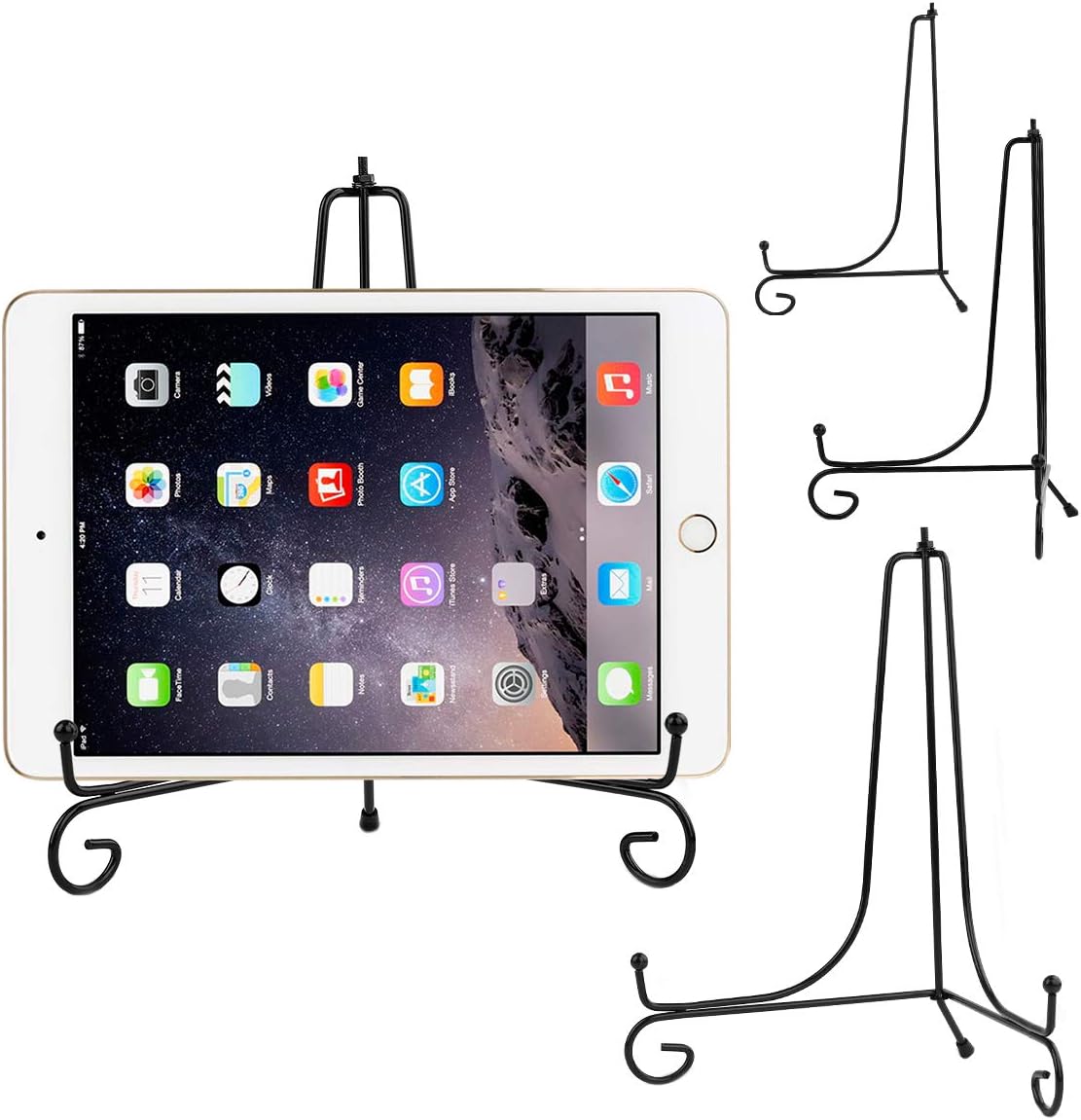 4 Pack Iron Display Stand, Anti-Slip Black Iron Easel Plate Display Holder for Pictures,Photo Frames, Decorative Plate, Cellphone,Tablets and Arts (10 inch)