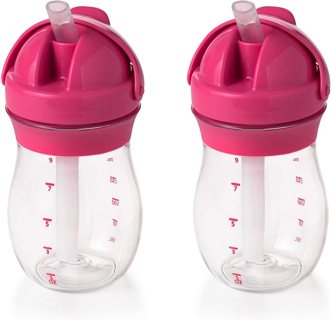 OXOTot Transitions Straw Cup, Pink, 9 Ounce (2 Pack)