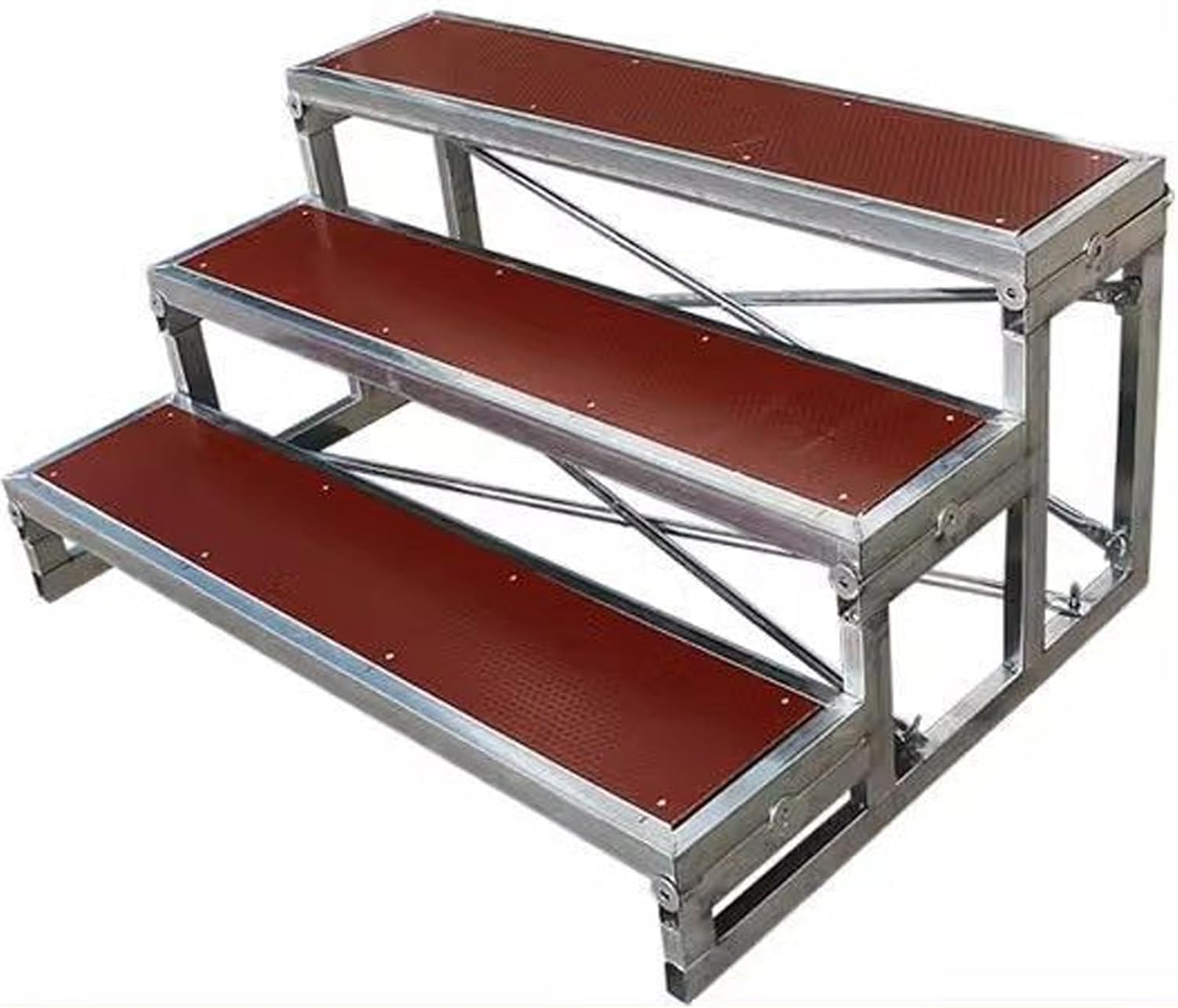 3-Tier Choir Risers, Anti-Slip Portable Stage Platform for Parties & Performances, Multi-Layer Plywood, Group Shot Staircase (120x90x60cm / 47x35x24in)